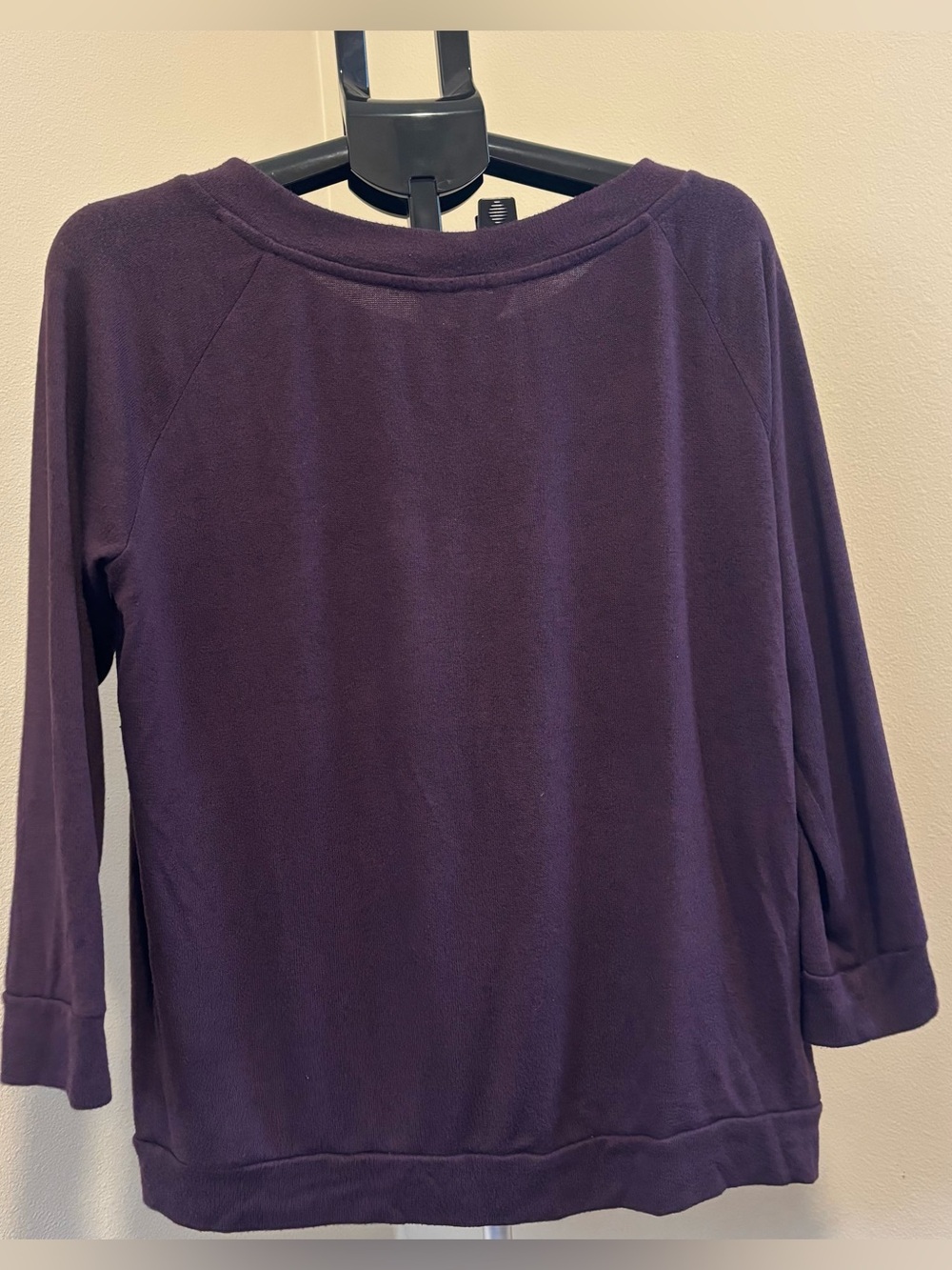 Market & Spruce Cozy Raglan Sweatshirt Pullover Top - Dark Plum Purple - Size XL - Picture 2 of 7